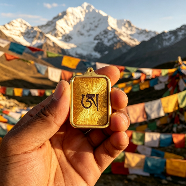 Hand-Embroidered Samantabhadra Seed Syllable Amulet - Master Shu Embroidery Guardian for Dragon & Snake